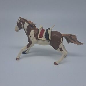 VTG 1999 Papo Pinto Horse Figure‎ w/ Saddle Western Toy Farm Animal PVC Brown